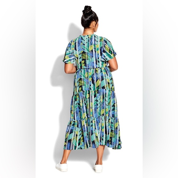 Avenue by LORALETTE Happy Tier Print Dress - oasis leaf - Picture 2 of 5